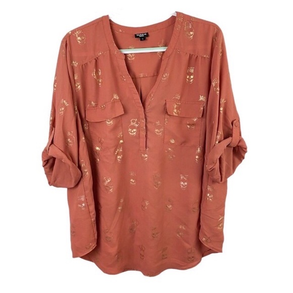 Torrid Harper Georgette Pullover Blouse Skull Print